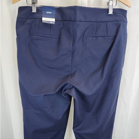 Izod Navy Slim Fit Ankle Length Pants Smoothing Panel, 12, NWT - Picture 7 of 8